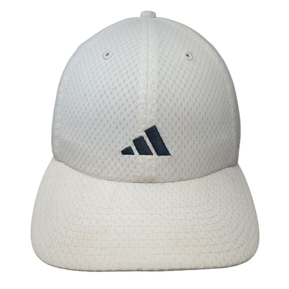 Adidas Strapback Baseball Cap White One Size Adjustable Embroidered Vented Holes - Picture 1 of 10